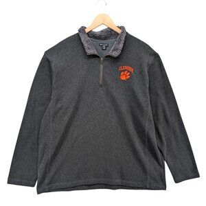 Champion Clemson Tigers Sweater Mens Grey 1/4 Zip Embroidered Tiger Paw Size XXL